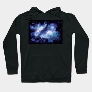 Watercolor Light Blue Galaxy and Starry Sky Hoodie